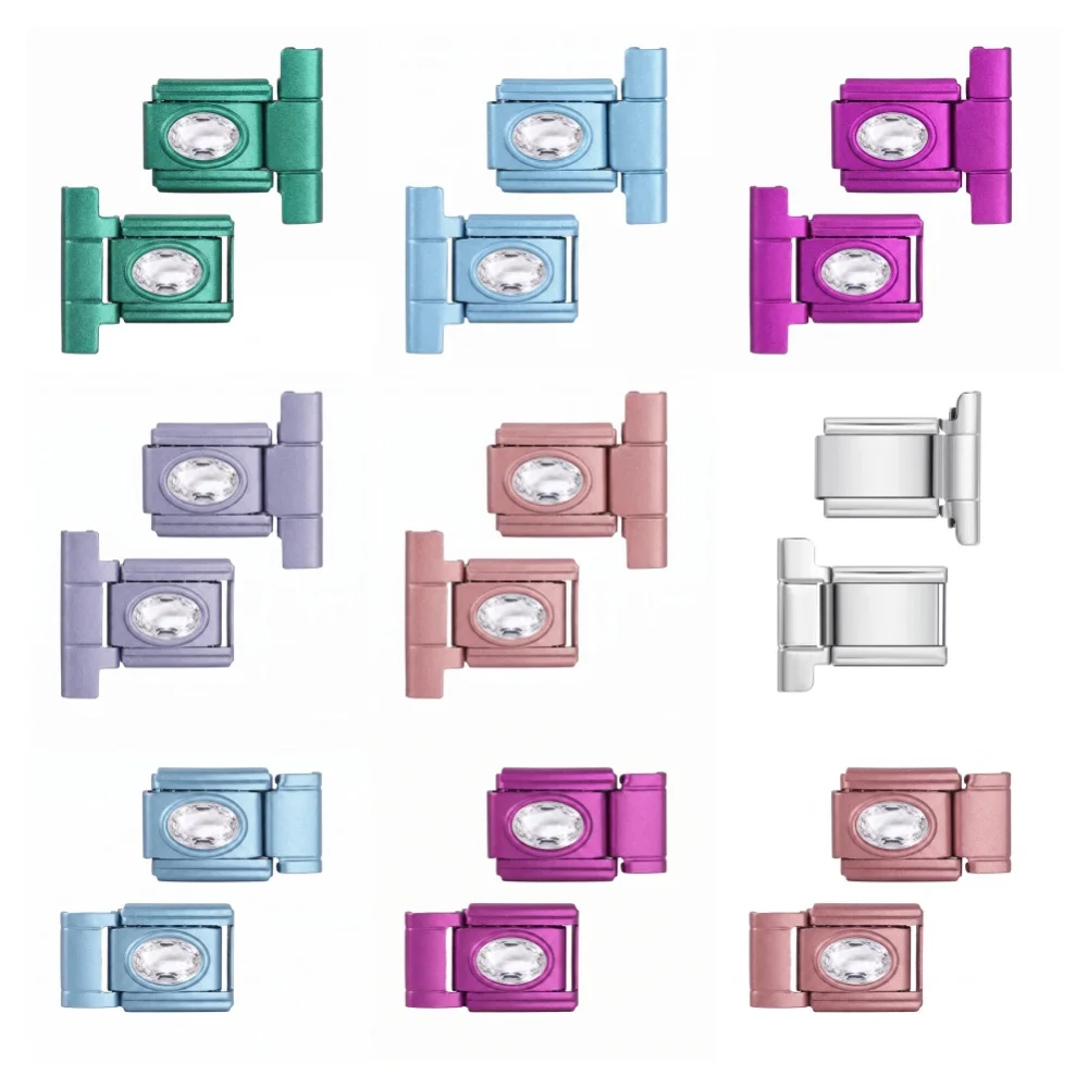 URING Italian Charm Bracelet Watch Strap Connector Fit 7.5/10/12/14mm Inlaid CZ Stainless Steel Adpater DIY Making Jewelry Trend