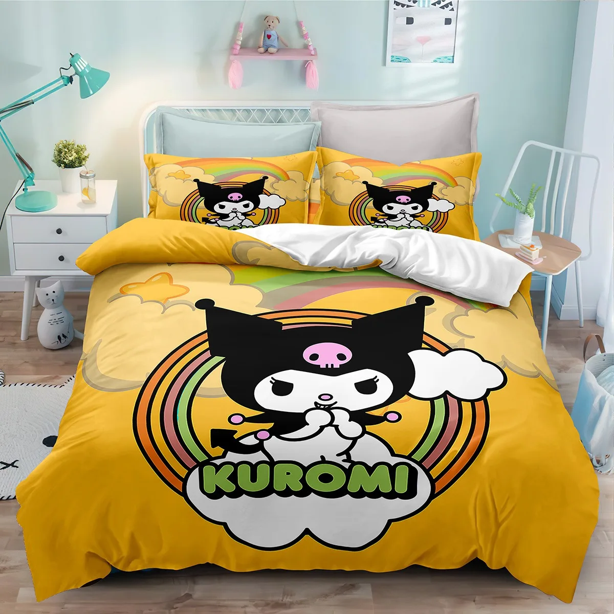 

KULLOMI duvet cover set, Sanrio print bedding set, kids and teen gifts, boys and girls home duvet cover pillowcase 175x220cm