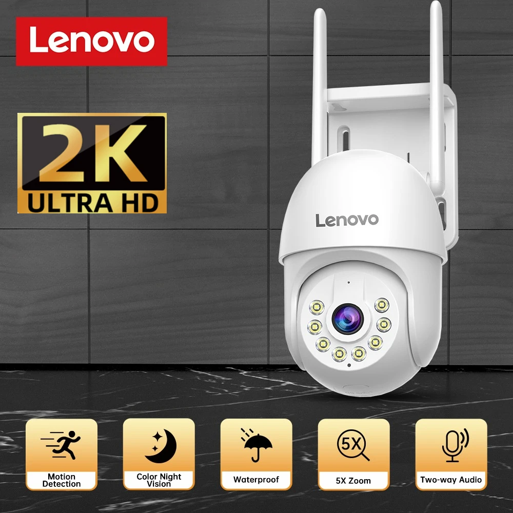 Lenovo 2K HD スマートWiFi PTZカメラ 屋外 自動追跡 カラーナイト