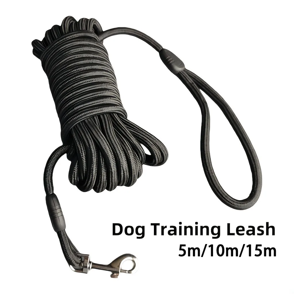 360 °   Laisse d'entraînement pour chien anti-emmêlement robuste, laisse de rappel et d'agilité longue de 5M/10M/15M, en matériau PP durable avec boucle métallique