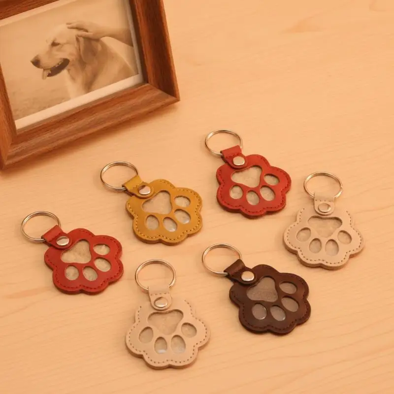 Pet Hair Keepsake Keychain Leather Memorial Storage Pouch For Storing Dog Cat Fur, Cute Pet Key Ring Bag Charm