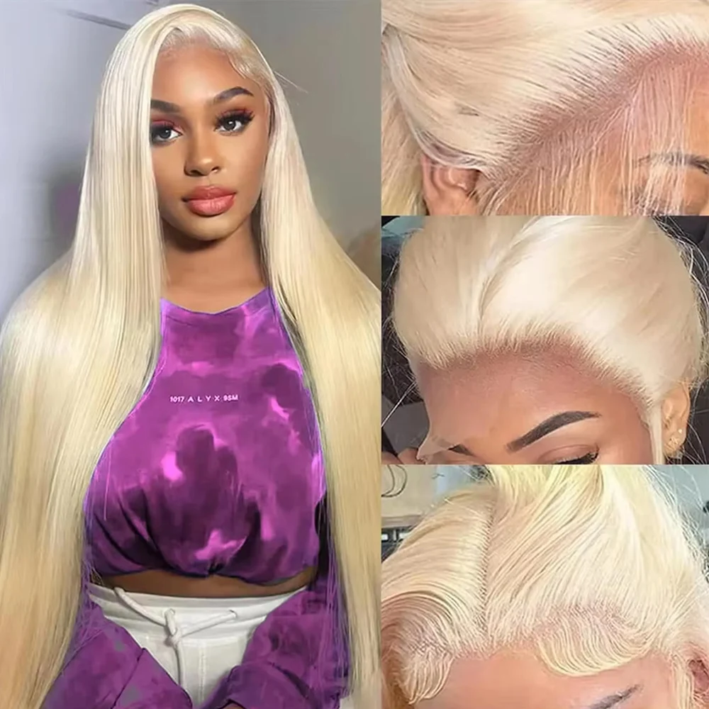 13x4 13x6 HD Transparent 613 Blonde Lace Frontal Human Hair Wigs 613 Color Wig Brazilian Bone Straight Lace Front Human Hair Wig image 3