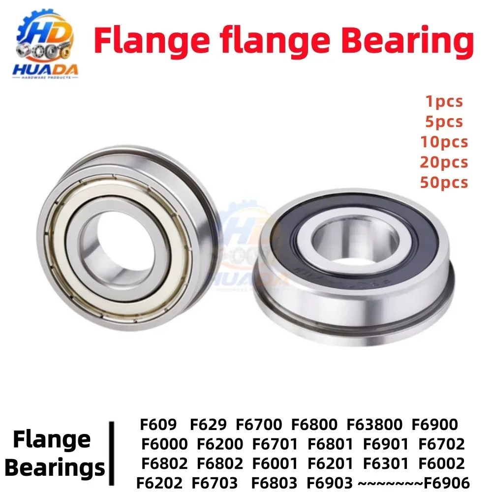F609 F629 F6700 F6800 Flanged Miniature Ball Bearings, Shielded ZZ Deep Groove Flange Bearing for 3D Printer RC Motor Wheel