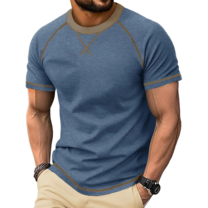 2026 Summer Men's Cothing Round-neck Short-sleeved T-shirt Fashionally Fit Basic Style Casual Colorful Blouse