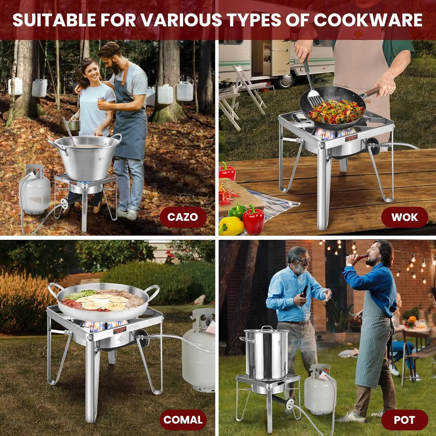 موقد البروبان ARC، 200,000 وحدة حرارية بريطانية، طباخ غاز خارجي مع منظم 0-20 رطل لكل بوصة مربعة #5