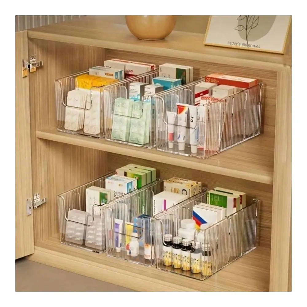 1pc Large 4-Compartment Transparent Pill Box For Adults, Removable Dividers, First Aid Kit, Nutritional Supplement Pill Storage Box, Durable Home Storage Bin, Can Store Face Masks