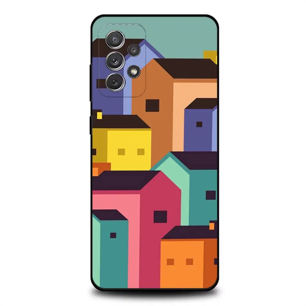 حافظة هاتف تجريدية P-Piet Mondrian لهاتف سامسونج S 25,24,23,22,30,21,10,9,Ultra,Plus,Lite,FE,4,5G حافظة ناعمة سوداء