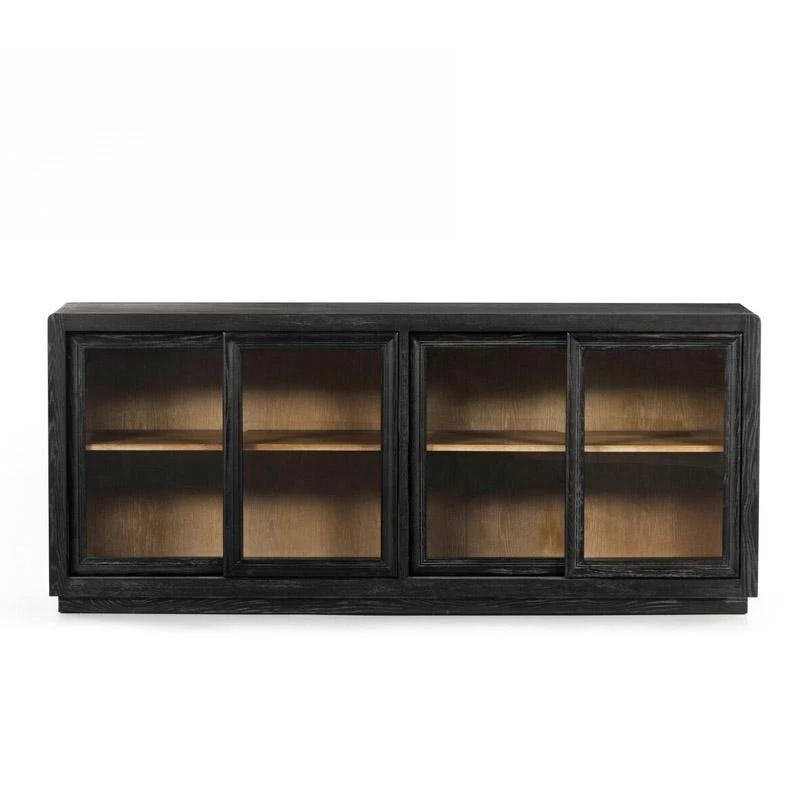 

Modern solid wood lockers, black cabinets dining room living room kitchen glass cabinets, door containers buffet sideboards