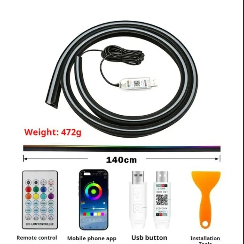 Front Windshield LED interior light 150cm/140CM RGB APP Control USB interface Remote Symphony Light General Tesla BMW Audi Volvo