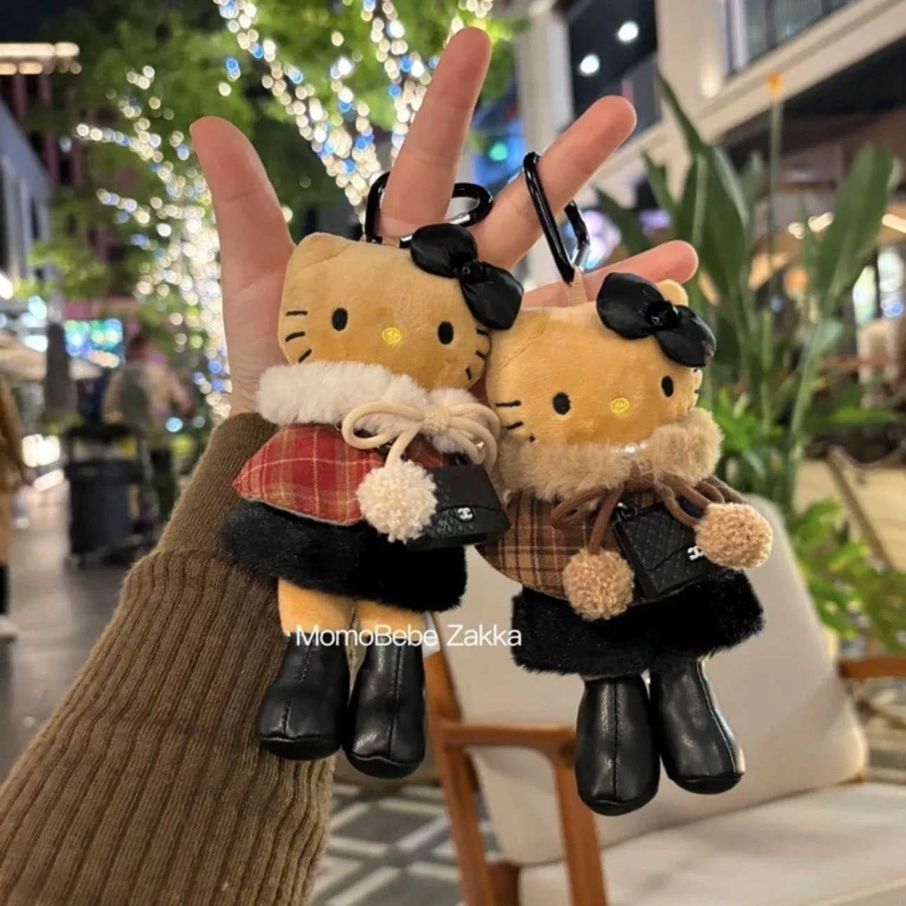 

Оригинальный плюшевый брелок-подвеска Sanrio Hello Kitty с длинными ногами, из черной кожи, модный брелок для ключей, изысканный подарок для женщин