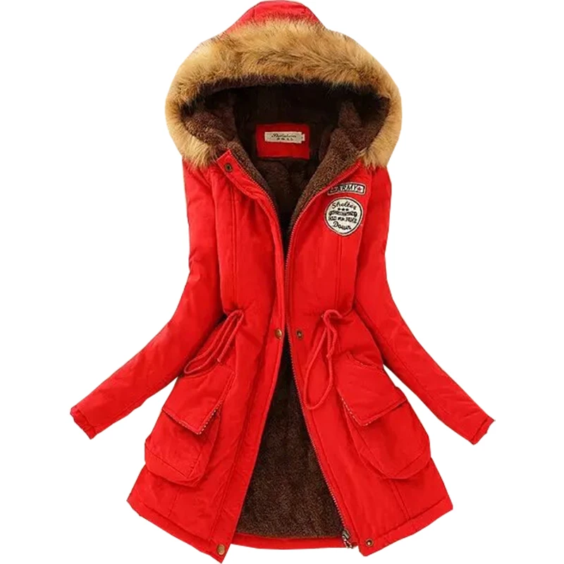 Winter Coat Women Down Jacket Velvet Fur Collar Slim Velvet Thick Warm Long Cotton Women's Clothes