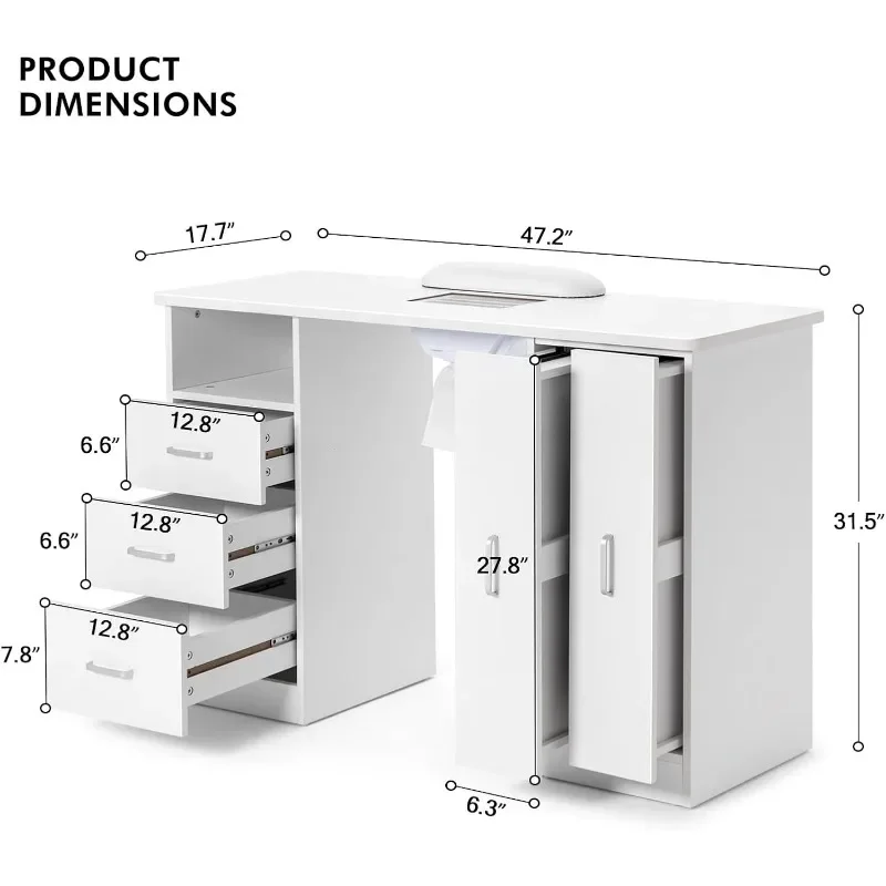 Table de manucure en bois avec armoire, table à ongles, station de spa pour salon de beauté, égouts de proximité, équipement de salon de beauté