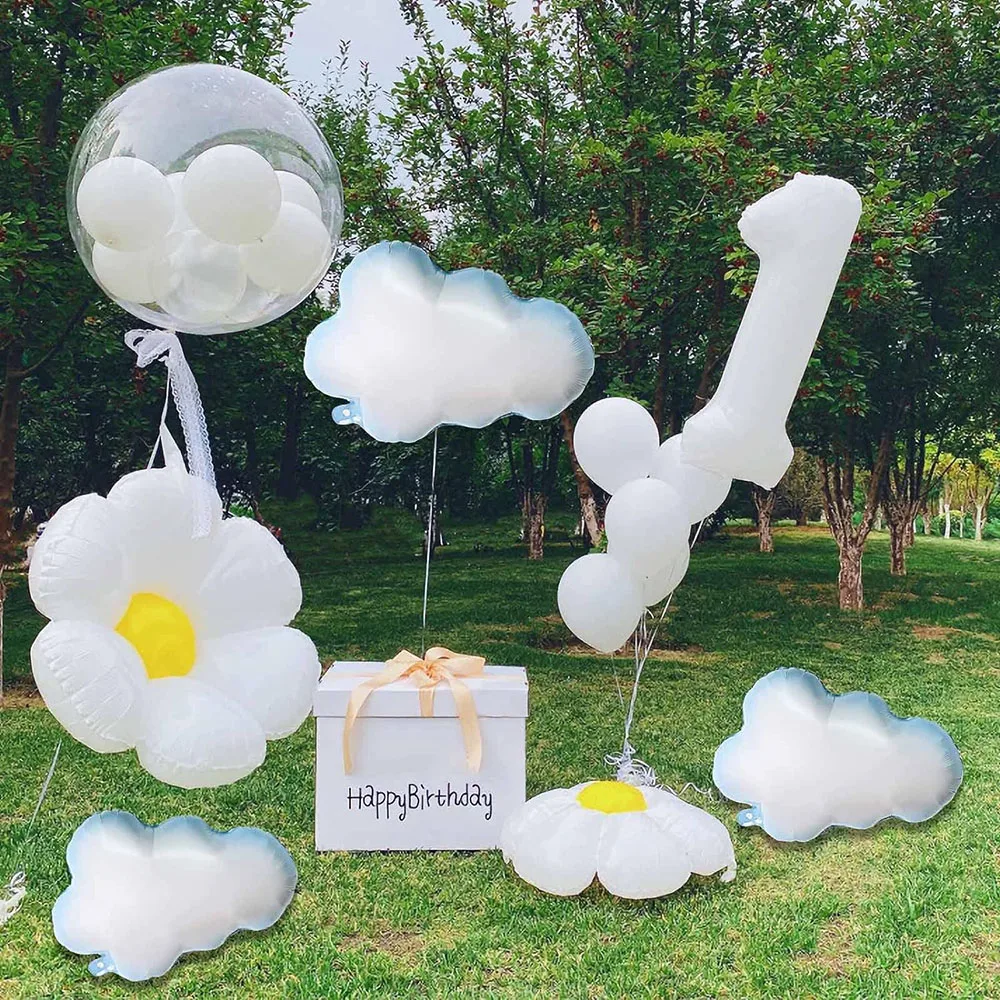 Wolkenballons, 8-teiliges Set mit 76,2 cm großen, aus Polyesterfolie und Aluminiumfolie gefertigten Helium-Wolkenballons, geeignet für Geburtstagsfeiern, Babypartys, Hochzeiten, Brautgeschenkpartys, blaue und weiße Themenpartys. – Detail 5