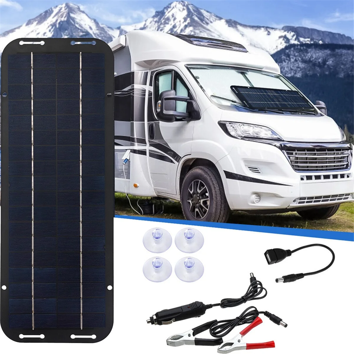 ABKM 10W Solar Panel Kit 12V Waterproof Solar Trickle Charger Portable Solar Powered Charger Car Battery Maintainer