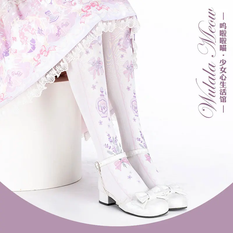 Japanese Style Lolita Over-the-knee Socks Women Cute Floral Pattern Versatile Colorful Jk Thigh High Stockings For Students