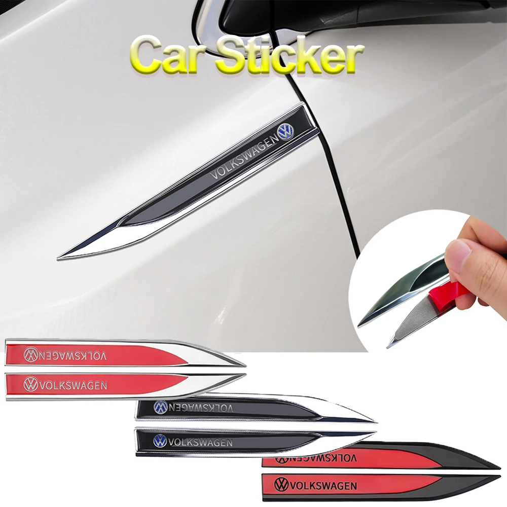 2PCS For VW GTI Rline GTD B5 Metal Black/Red Car Styling Side Door Body Fender Stickers Knife Badges Decoration Auto Accessories