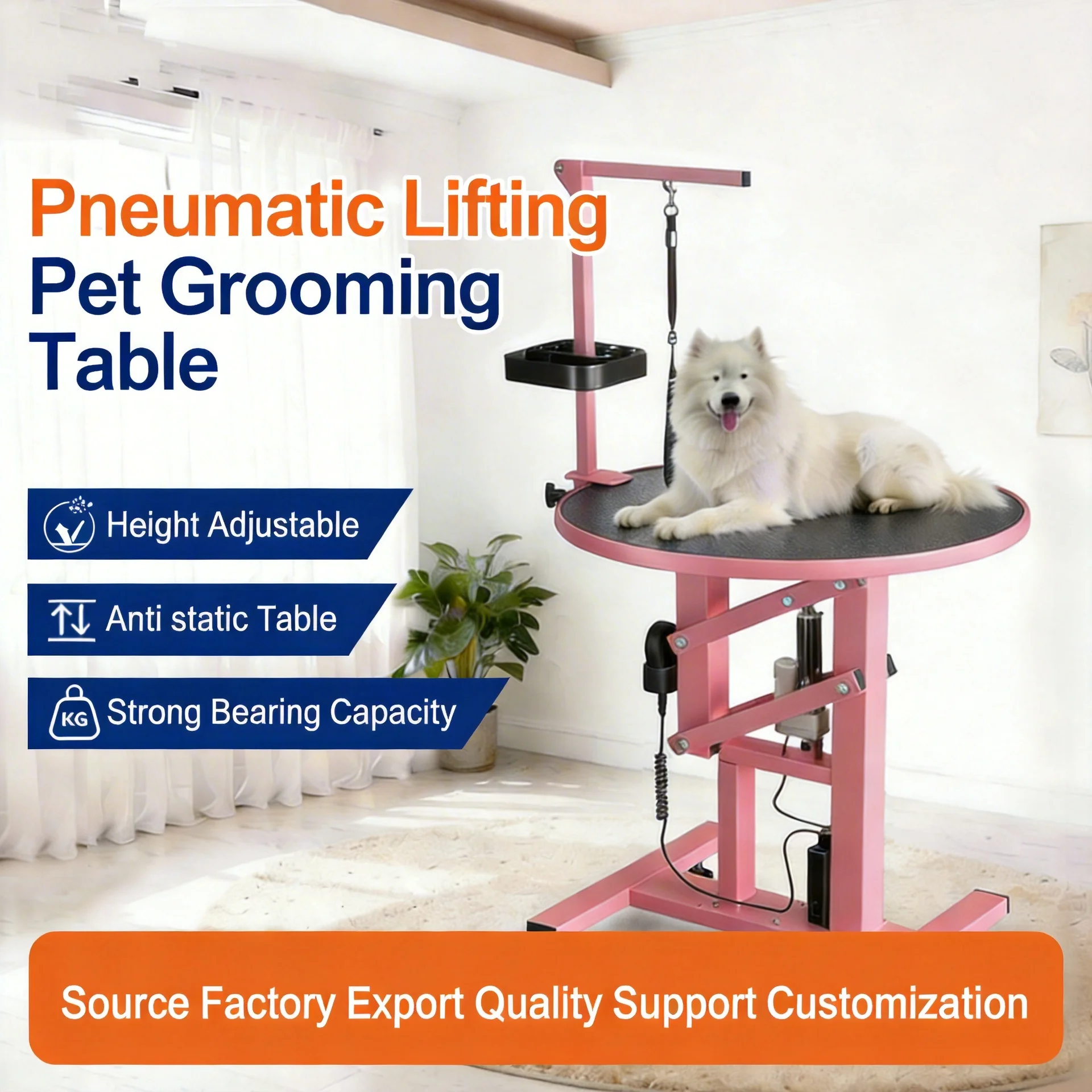 Dog Grooming Table Eco-Friendly Electrical Lifting Table Tabletop Iron Display Rack Charge-Powered