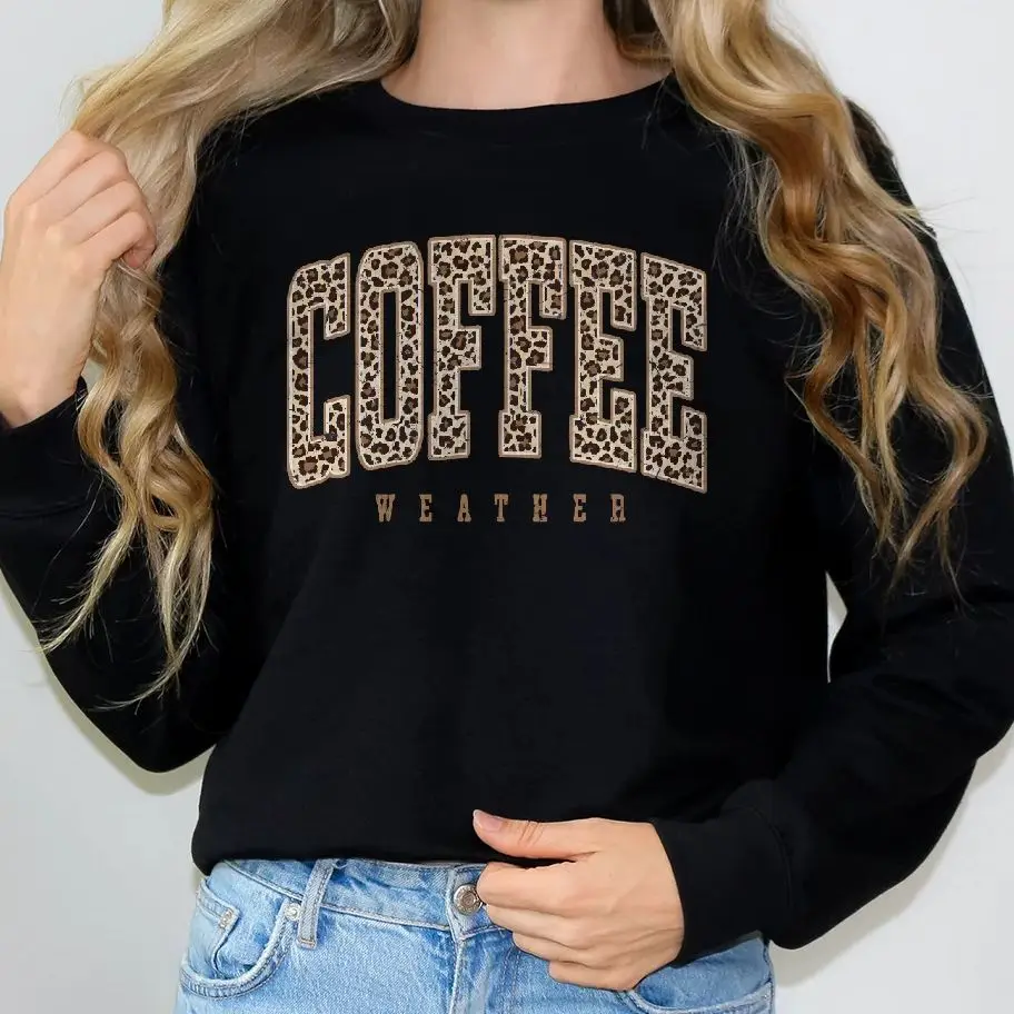 

Coffe Weather Retro Vintage Sweatshirt Casual Daily Wear Unisex Pullove with Multiple Colors Versatile Stylish Y2K Hoodies