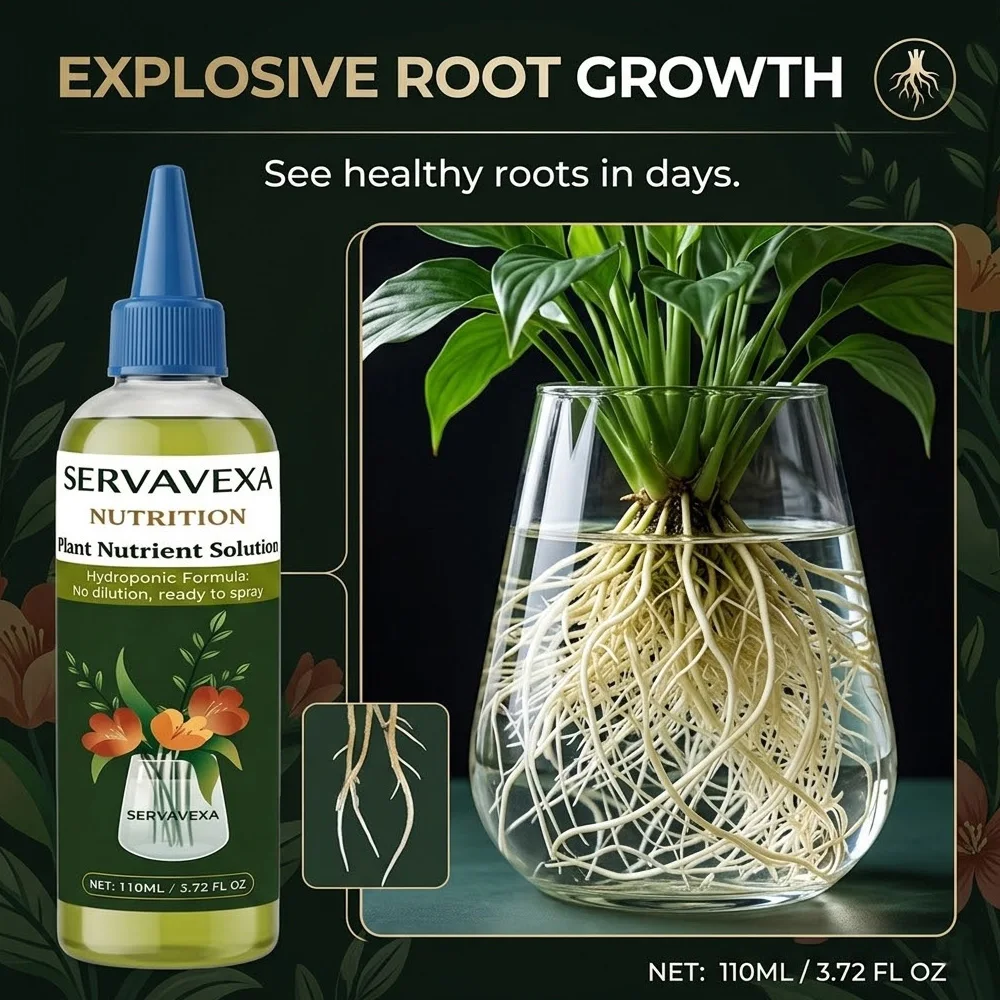110ml  Plant Nutrient Solution Rapid Rooting Fertilizer Liquid for Hydroponic Flowers Indoor Garden  Growth  Booster  SERLAVEXA