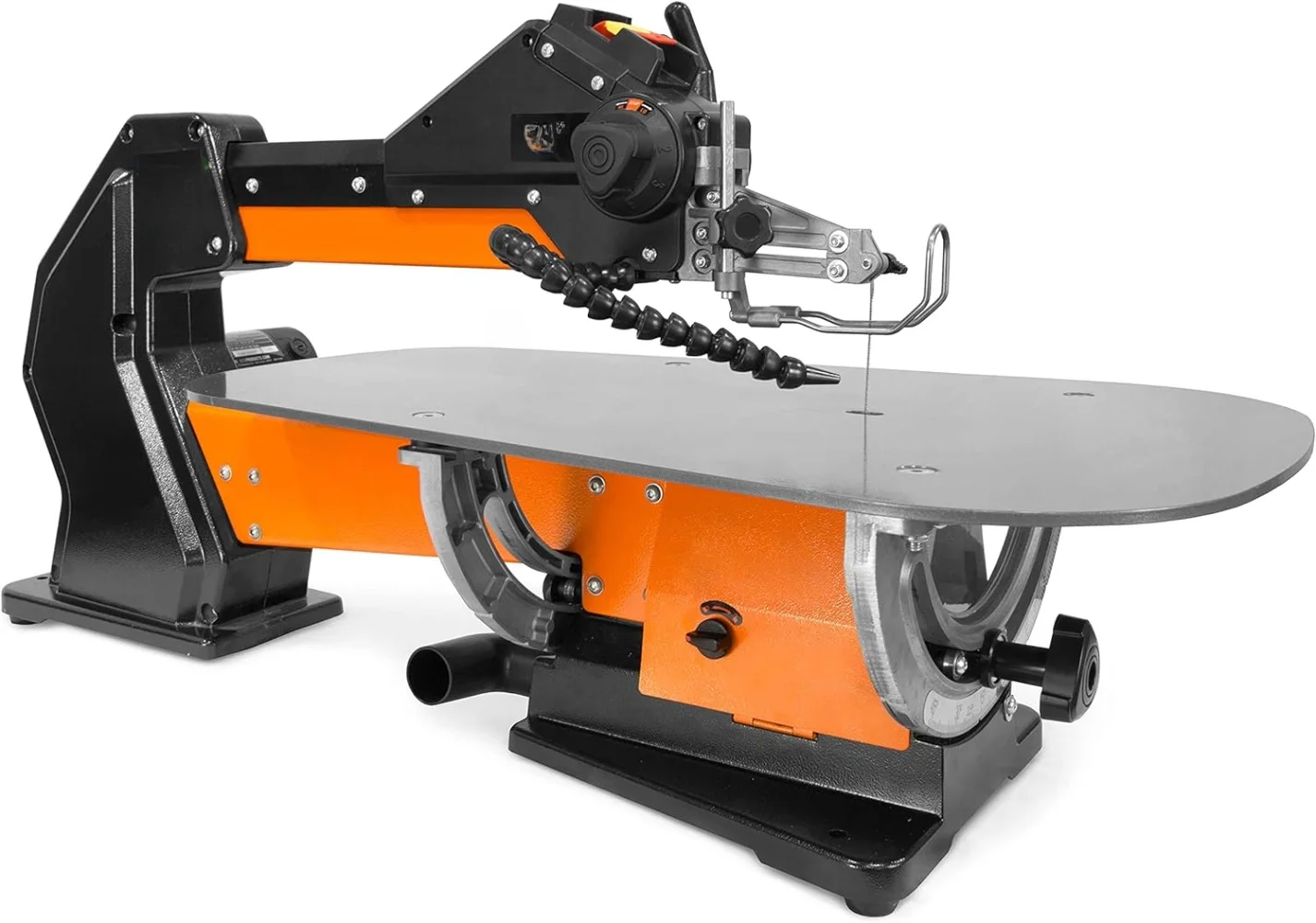 Variable Speed Parallel Arm Scroll Saw with Extra-Large Dual-Bevel Steel Table Black Orange  24-Inch Flexible Magnetic  Task