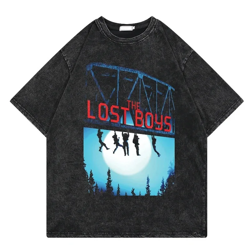 The Lost Boys Vintage Washed Tshirts Men Women 100% Cotton T-Shirt Crewneck Santa Carla Vampires Film Tee Shirt Short Sleeve