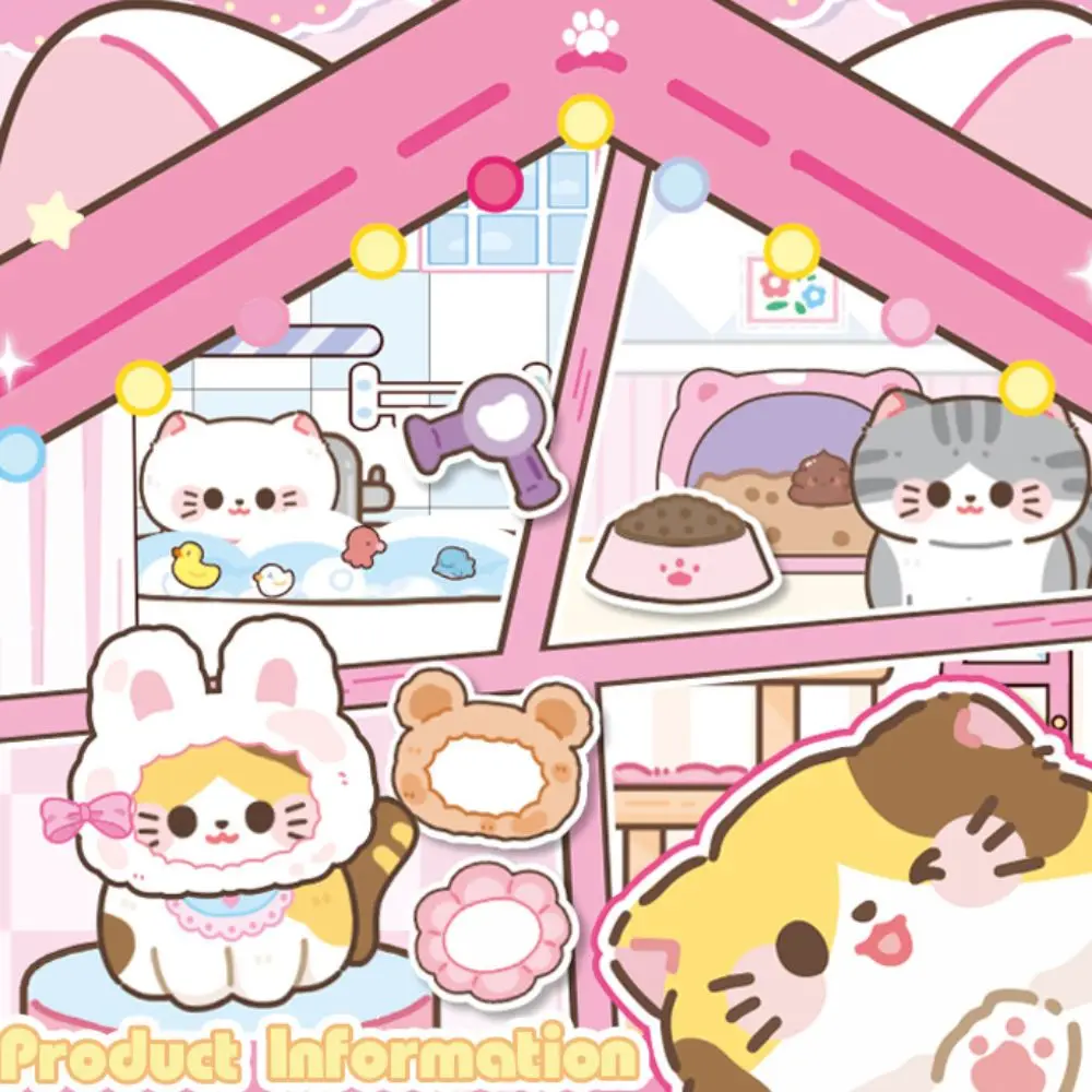 かわいいモンテッソーリ磁気静かな本手作り漫画猫ステッカーブック手元帳紙 DIY キッズビジーブックおもちゃ女の子