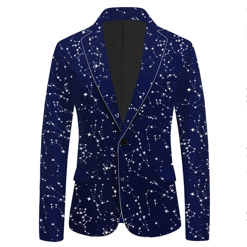 Autumn Men's Black Velvet Gold-embossed Trim Suit Jacket, Singer/host/stage Performance Formal Coat, Asian Sizes Blazers S-5XL