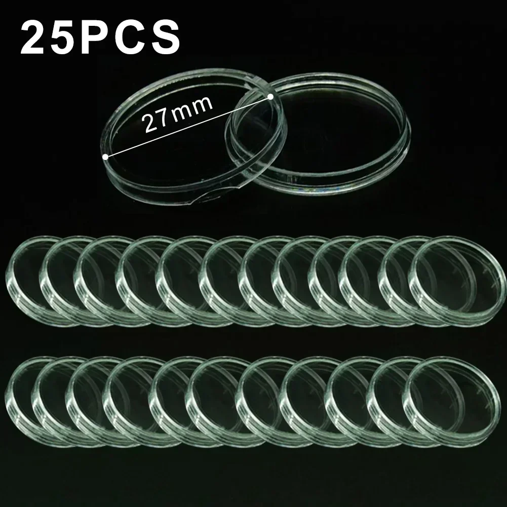 10/25pcs 27mm Transparent Plastic Coin Holders Coin Collecting Box Cases For Coins Storage Capsules Protection Boxes Containers