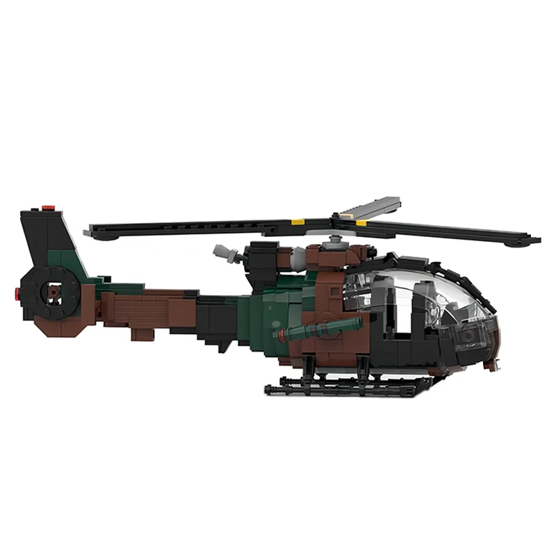 MOC بنة الفرنسية ضوء هليكوبتر SA342 غزال معركة الطائرات الحرب الباردة الجيش المقاتل الجمعية نموذج طائرة لعبة الطوب