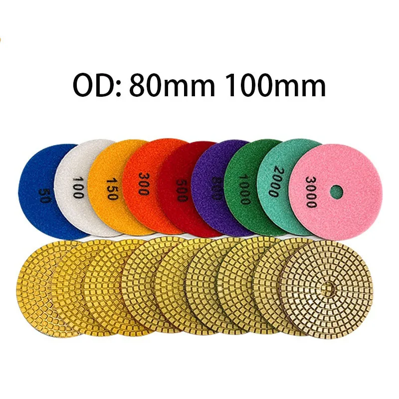 

Diamond Polishing Pad 3" 4" Wet Buff Disc Abrasive OD 80mm 100mm for Sanding Marble Granite Concrete Grinding Countertop Stone