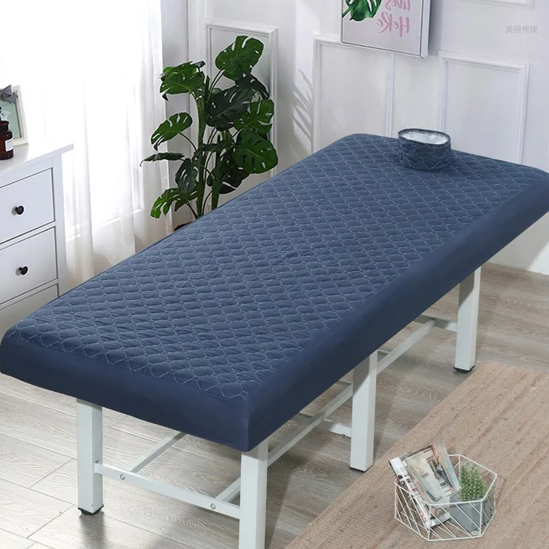 Thicken Quilted Beauty Salon Massage Table Fitted Bed Sheet Skin-Friendly Massage SPA Bed Cover Bedspread with Breath Hole