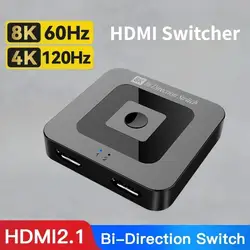 HDMI Switcher 8K 60Hz Bi-Direction 2.1 HDMI Switch 1x2/2x1 Adapter 2 in 1 Out Converter for PS4/5 Xiaomi TV Box HDMI Splitter