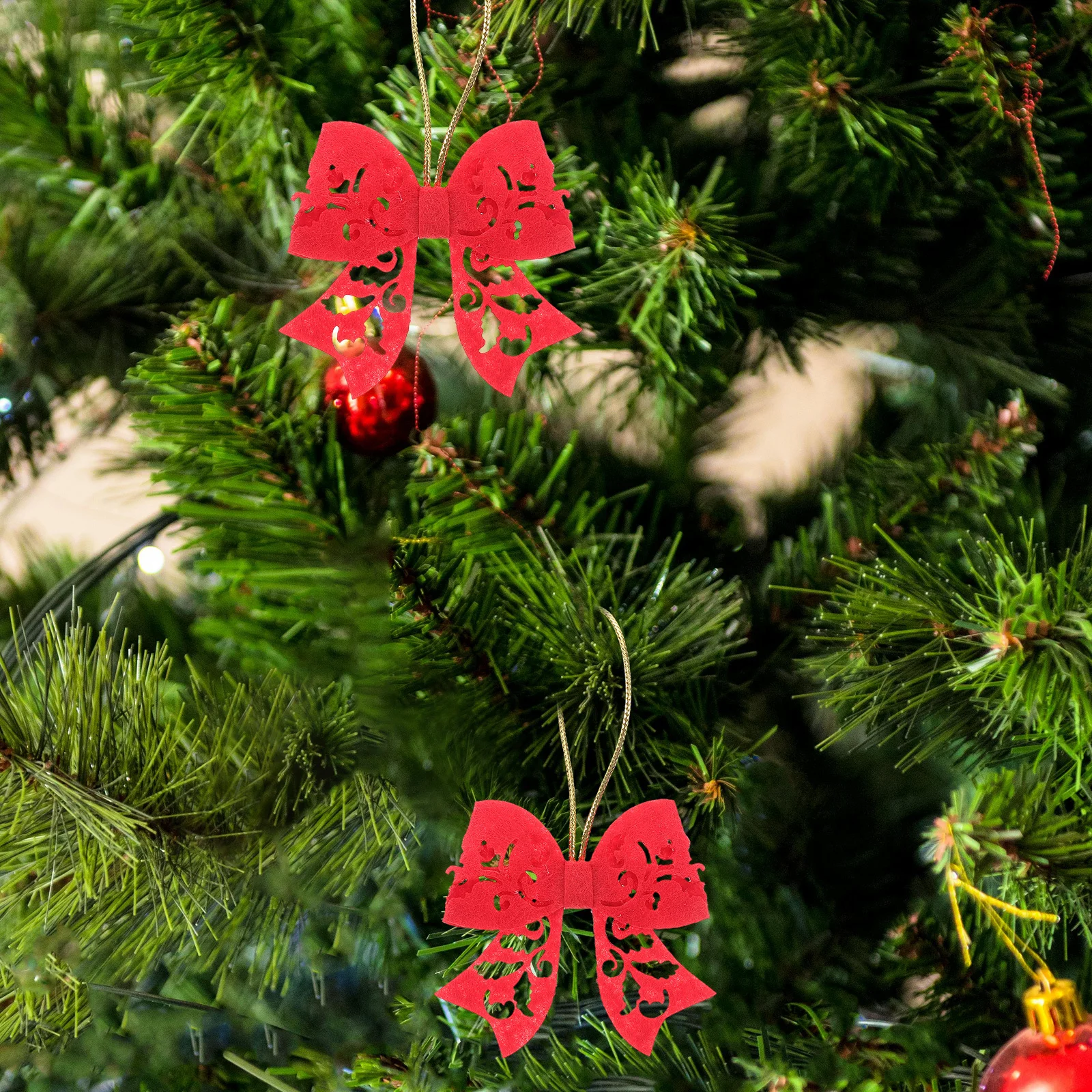 

5Pcs Red Wreath Bows Holiday Ribbon Bow Tie Ornaments for Christmas Tree Hanging Decorations Mini Bowknot Craft Ornament