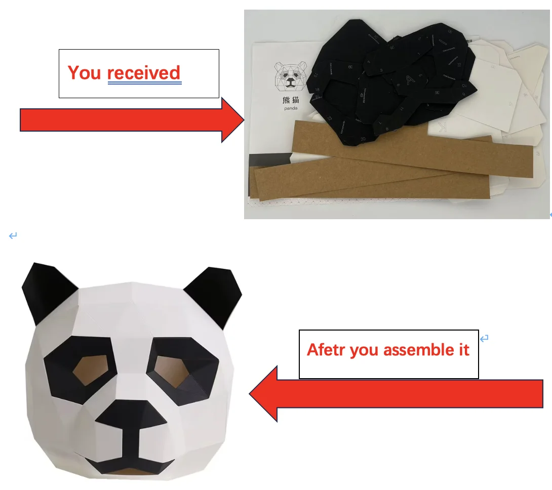 

Cosplay Masks Halloween Party Mask Supplies Panda Bear Costume Head Hood 3D Paper Model DIY Cartoon Handmade Face Cosplay Toys