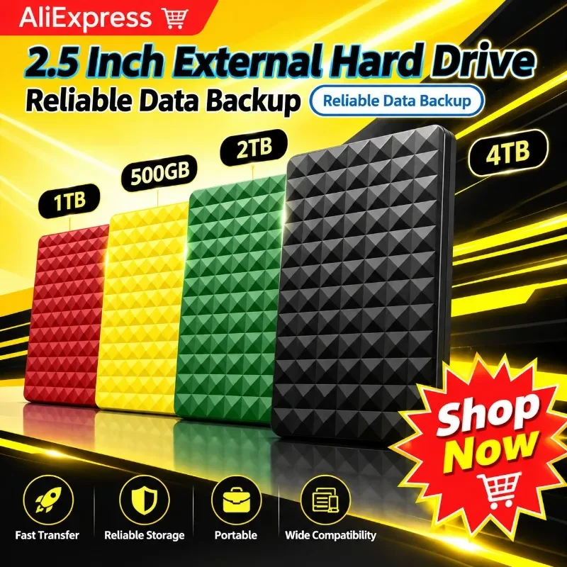 2.5 Inch Portable External Hard Drive USB3.0 Ultra High Speed 500GB 1TB 2TB 4TB Expansion Storage For Laptop Internal Use