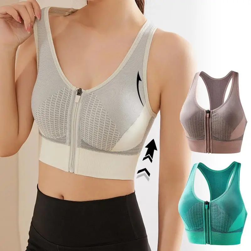 Sports Bra Tank Top Top Bra Body Shaping Lifting Bras Negative Ion Comfortable Sports Bra Tank Top wiith Zipper for Fitness