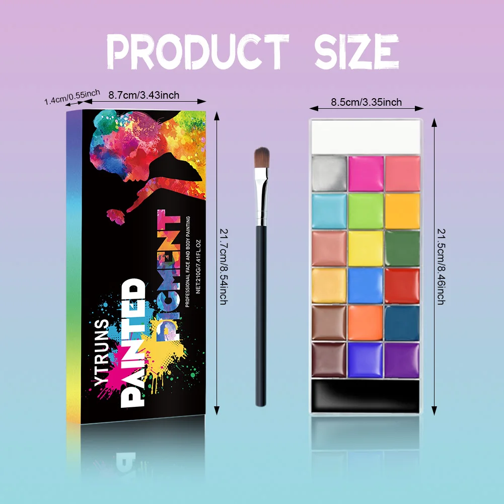 水溶性メイクアップパレット、水活性化アイライナーパレット、20色のフェイスペインティングアイライナーメイクアップ、アート、ハロウィーン、カーニバル