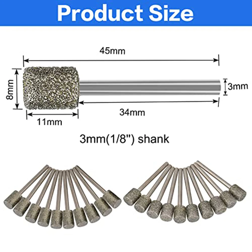 Versatile Diamond Grinding Heads Set: 24 Pieces For Precision Carving & With Both 50 Grit And 116 Grit
