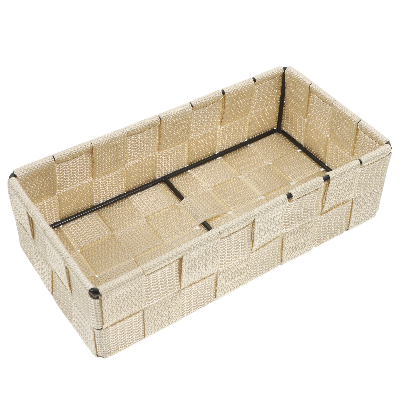 

Desktop Storage Basket Oxford Cloth Woven Tray Bath Rack Bins Small Wicker Stackable Sensory Square Rattan Holder