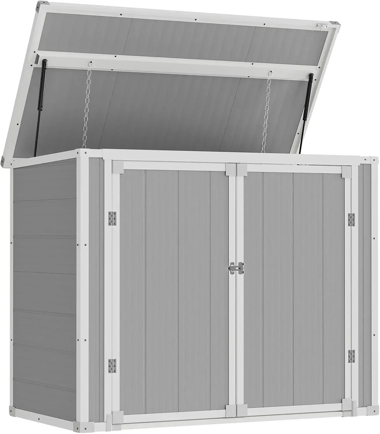 

Amopatio 41 Cu Ft Horizontal Outdoor Storage Shed, Resin Trash Can Storage for Garden Tools, Lawn Mowers, Garbage Cans