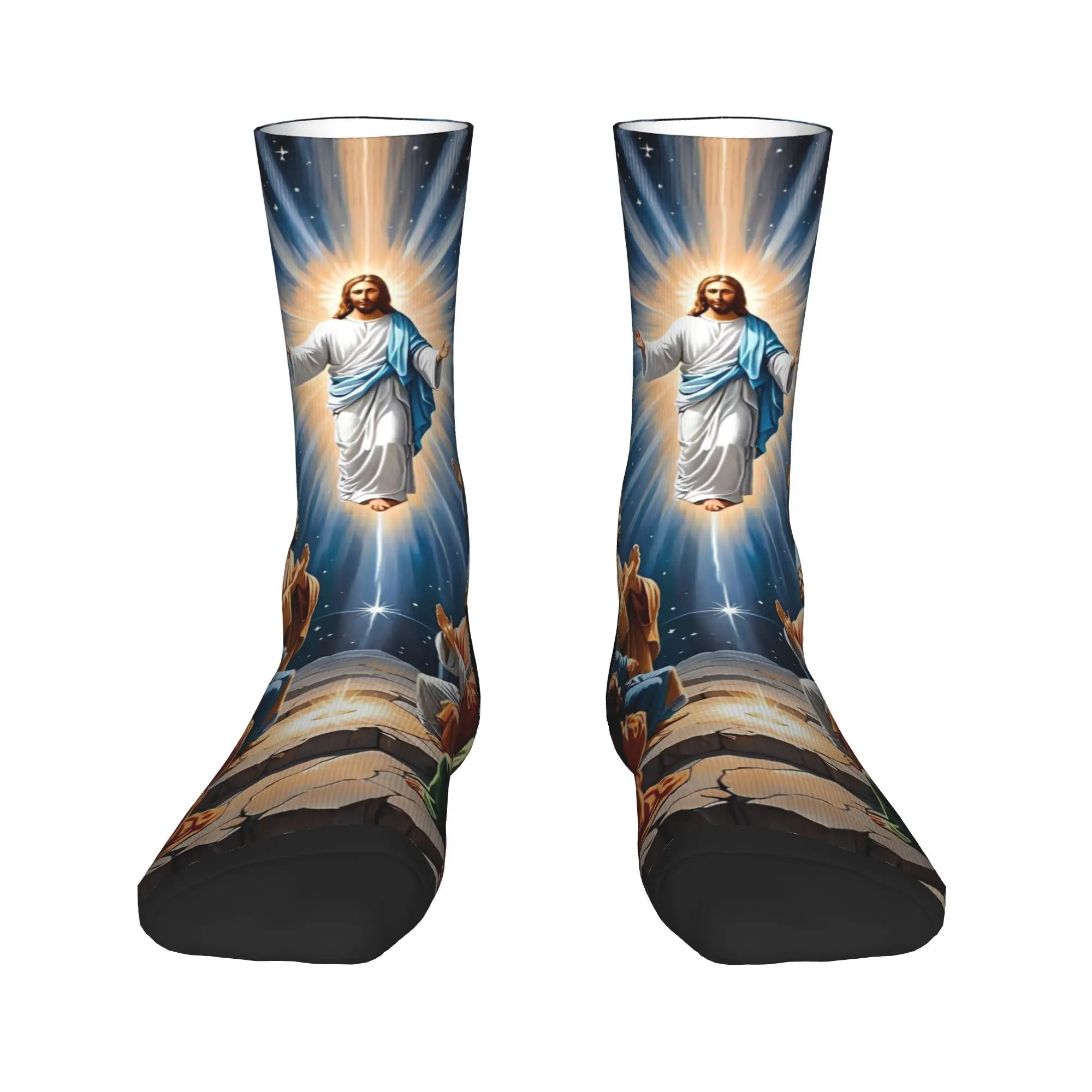 Meias masculinas mito jesus novidade diversão meias outono retro macio respirável meias personalizadas escalada não skid meias