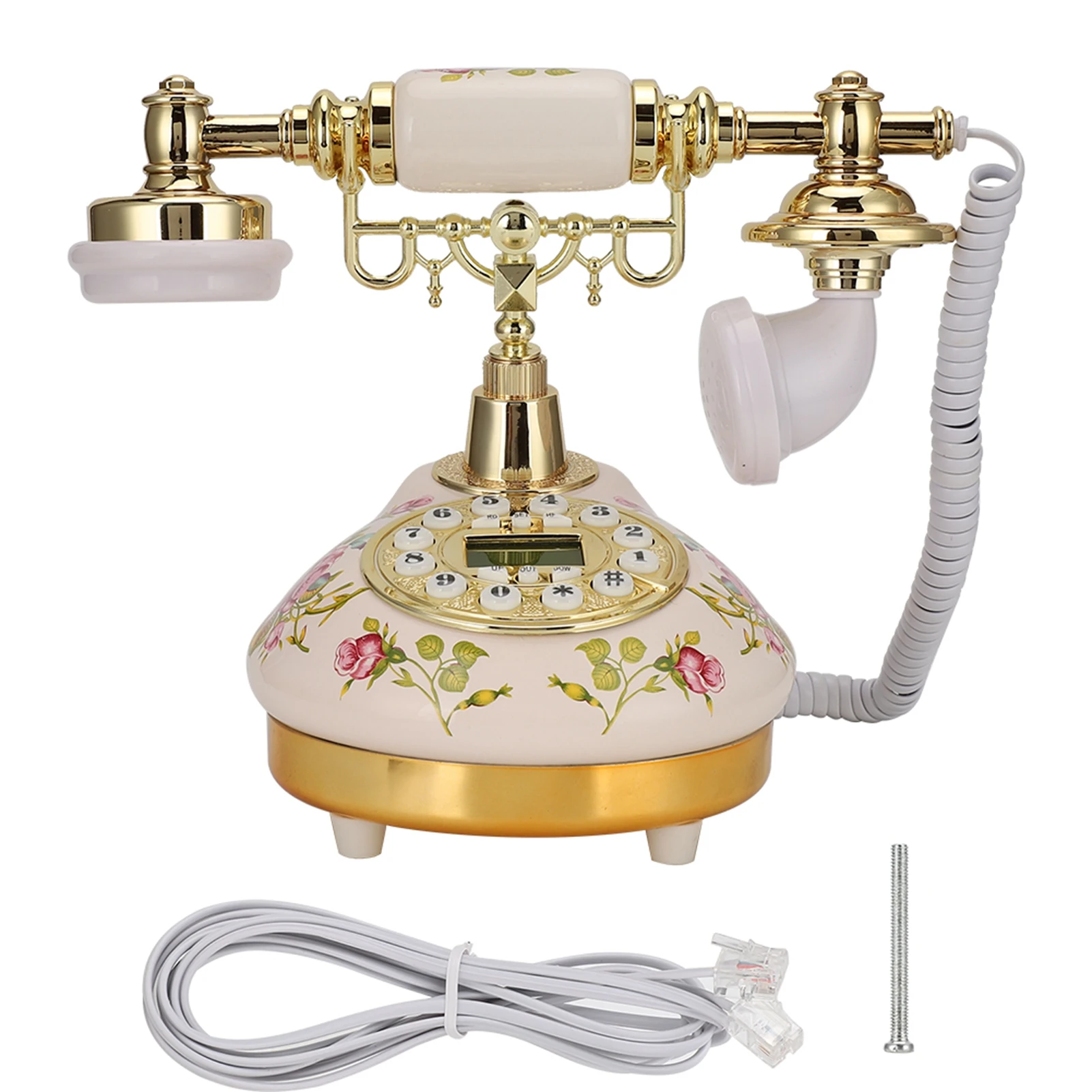 retro-telephone-32-bits-length-callback-round-base-landline-multifunction-automatic-detection-decorative-for-for-hotel