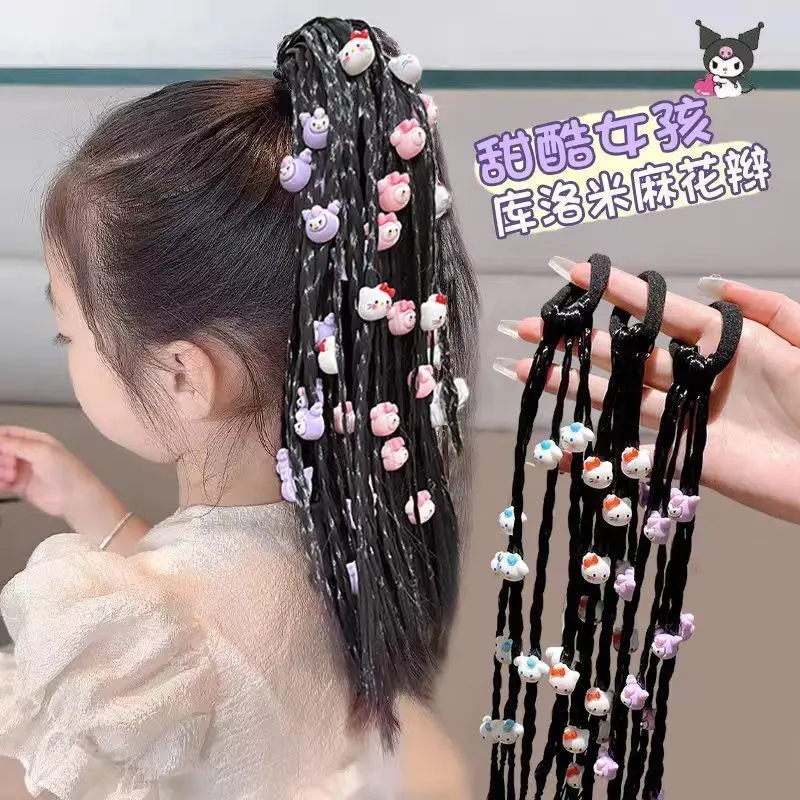 

kuromi children's wigs, hair ties, kawaii cartoon characters, cute and exquisite hair accessories, girls' ponytails, free braids