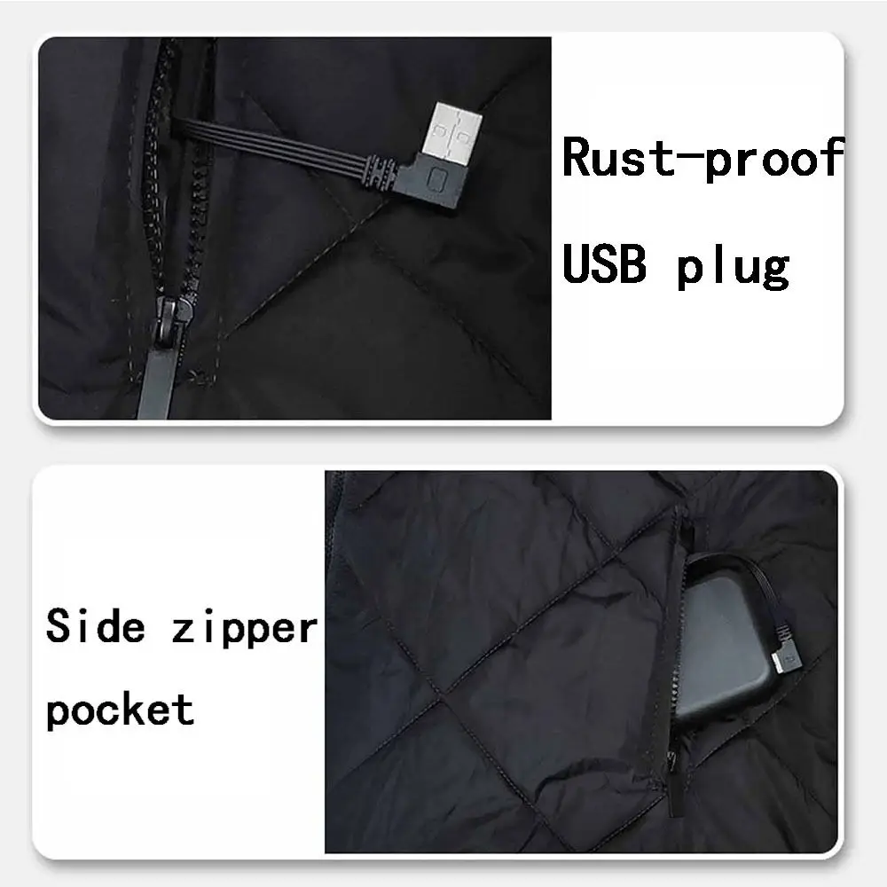 

Intelligent Black Heated Vest Washable USB Winter Warm Jacket 13 Heating Zones Keep Warm Windproof Coats Boys Girls
