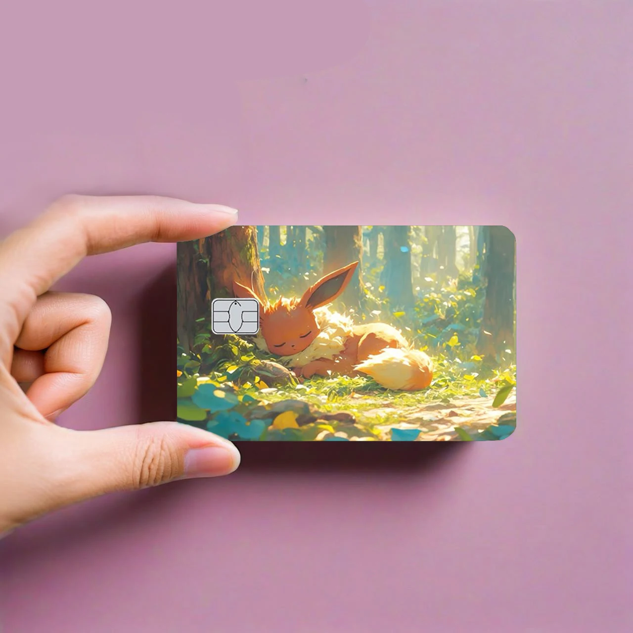 Kawaii Cartoon Eevee Series Credit Card Skin Stickers Matte Protect Coating Suitable for VISA Bank Card Women Decorate