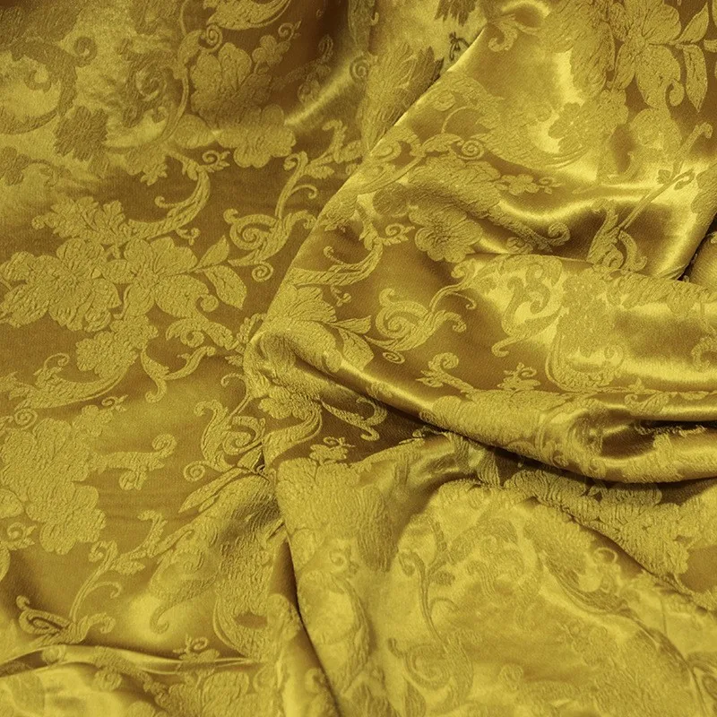Floral relief jacquard satin fabric elastic silk Cornelle crepe cheongsam