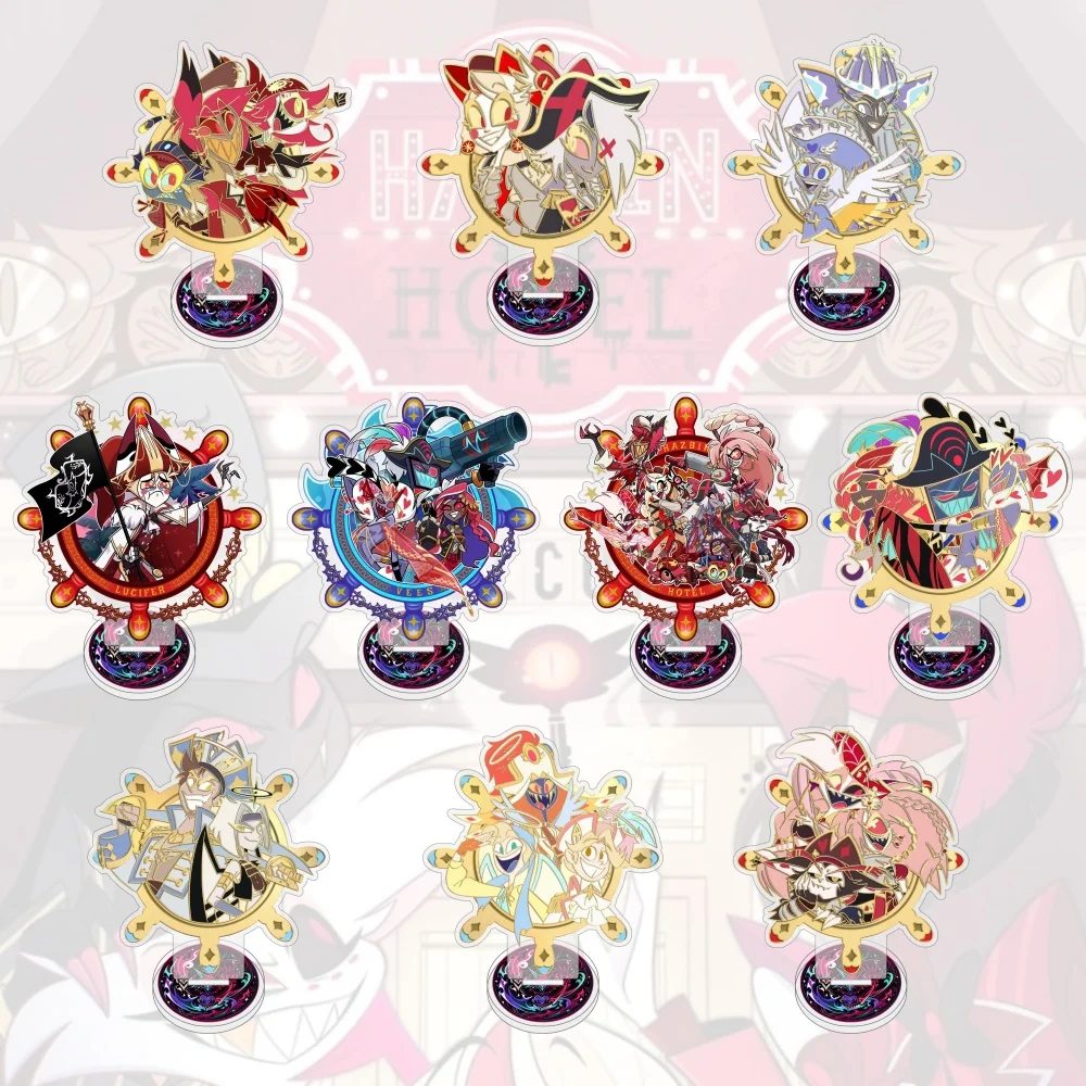 Anime Hazbin Hotel HH Acrylic Stand Pirate Halloween Ver Alastor Angel Dust Vaggie Bag Charm Collectible Fans Gift Keychain