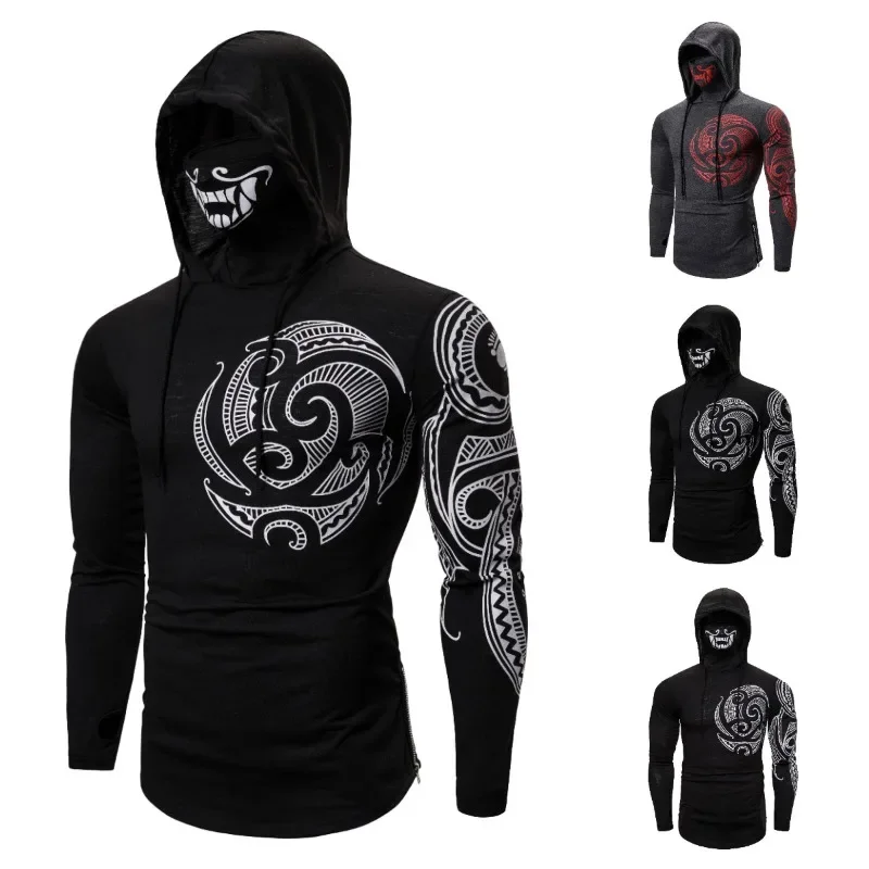 Herfst Nieuwe Capuchon Modieuze Streetstyle Hoodie Halloween Masker Print Ontwerp Ninja Sweatshirt Heren Kleding