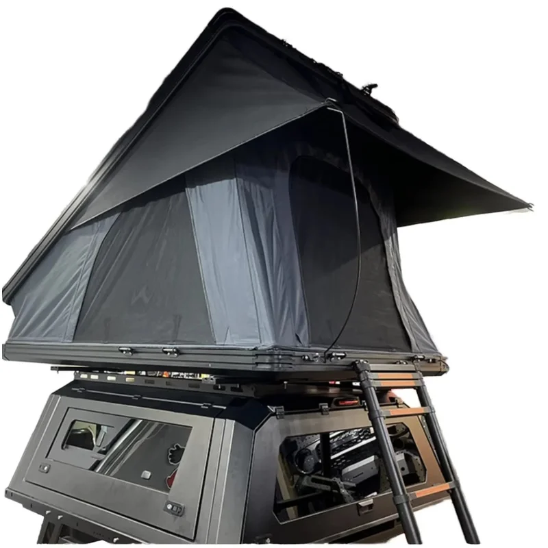 High Quality ABS Triangular Aluminum Pop Up Roof Top Tent Double Layer UV50+ Waterproof Four Season Large Space Offroad Camping