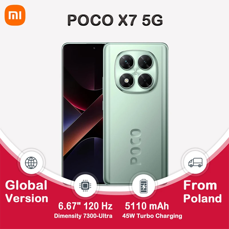 POCO X7 5G Global NFC Smartphone Tamaño 7300 Ultra 6.67 1.5K AMOLED Pantalla Curva 45W Turbo Carga
